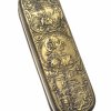 Iserlohner Tabakdose. Messing. Friedrich der Große und Ferdinand. L. ca. 14,5 cm.