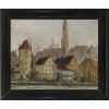 Högner, Franz. Landshut im Spätherbst mit Blick auf St. Martin. Öl/Lw. 28,5 x 34,5 cm. Sign.