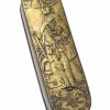 Iserlohner Tabakdose. Messing. Friedrich der Große stehend. L. 16 cm.