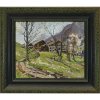 Fränkel, Clemens. Alm im Frühling. Öl/Malkarton. 23 x 28,5 cm. Sign.