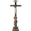 Kleines Standkreuz. Holz, farbig bemalt. Bayern. Besch., rep. H. 29 cm.
