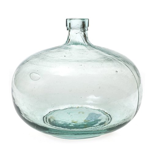 Kugelflasche. Hellgrünes Glas. H. 16 cm.