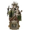 Hl. Josef mit dem Jesuskind. Holz, übergangene Farbfassung, im Sockel Mariengnadenbild aus Wachs. Alpenländisch. Besch., kleine Leistenteile fehlen, rest. H. 61 cm.