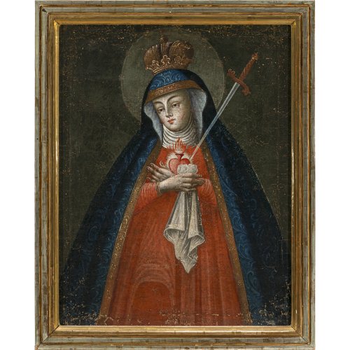 Süddeutsch, 18. Jh. Mater Dolorosa. Öl/Lw. 77,5 x 60 cm. Rest., unsign.