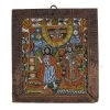 Hinterglasbild. Rumänien, 19. Jh. Darstellung des Hl. Nikolaus mit Engel. Tempera/Glas. 51x 48 cm. Minim. Farbablösungen.