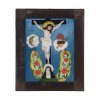 Hinterglasbild. Spanien, 19. Jh. Jesus am Kreuz. Tempera/Glas. 27 x  21,5 cm. Minim. Farbablösungen.