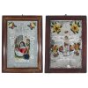 Zwei Hinterglasbilder. Rumänien, 19. Jh. Darstellung der Geburt Christi und Kreuzigungsszene. Tempera/Spiegelglas. 28 x 18,5 cm. Teilw. Abrieb und Ablösung.
