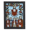 Hinterglasbild. Rumänien, 19. Jh. Himmelfahrt Christi. Tempera/Glas. 42 x 31 cm. Minim. Farbablösung, rest.