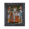 Hinterglasbild. Rumänien, wohl Scheii Brasovului, 19. Jh. Darstellung des Hl. Nikolaus. Tempera/Glas. 34 x 28 cm. Farbablösungen.