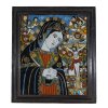 Hinterglasbild. Rumänien, 19 Jh. Trauernde Mutter Gottes. Tempera/Glas. 61 x 51 cm. Farbabrieb.