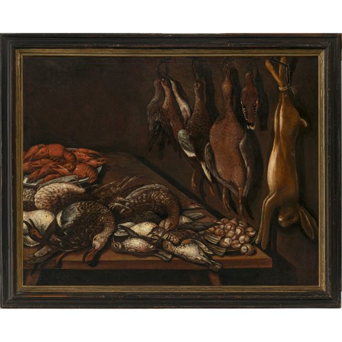 Deutsch, 19. Jh. Jagdstillleben. Öl/Lw. 90 x 114 cm. Alterungsspuren, rest., doubl.