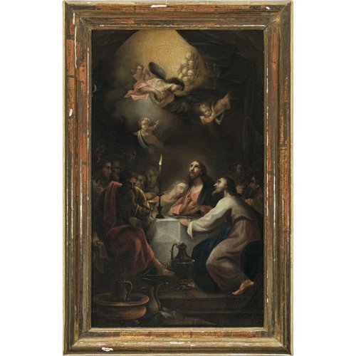 Österreich, 18./19. Jh. Das letzte Abendmahl. Öl/Lw. 57,5 x 34 cm. Rest., unsign.