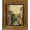 Italien, 20. Jh. Zwei italienische Altstadtansichten mit Bachlauf. Öl/Holz. Je 25 x 19,5 cm. Monogr. GB, bez. 1909.