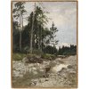 Schmitzberger, Josef. Reh an einem Wildbach. Öl/Lw./Karton. 34 x 25 cm. Sign.