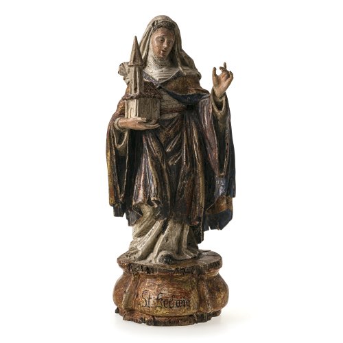 Bayern, Hl. Hedwig. Holz, übergangene Farbfassung. Best., rep. H. 50 cm.
