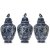 Delft, 18. Jh. Drei Deckelvasen, Manufaktur De Porceleijne Beijl. Unterseitig blaue Beilmarke. H. ca. 43 cm. Besch.