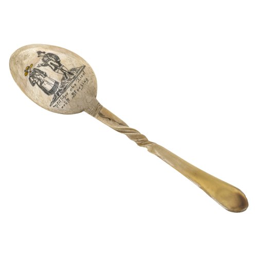 Hornlöffel. Sterzing. Mit Sinnspruch. L. 19 cm.