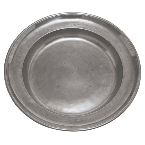 Großer Breitrandteller. Mühlhausen. Zinn. ø 44 cm.