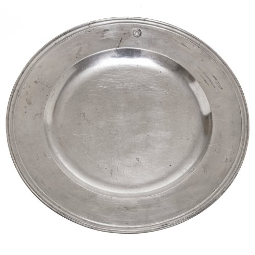 Breitrandteller. Zinn. ø 42,5 cm.
