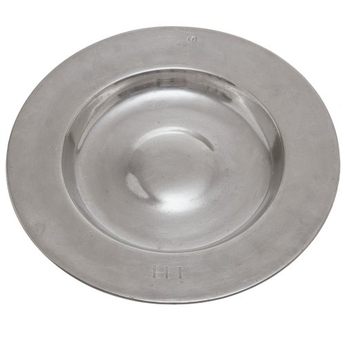 Großer Breitrandteller. Zinn. Landshut. o 40 cm.