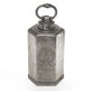 Schraubflasche mit Zunftzeichen. Zinn. H. 27 cm. Ungemarkt.