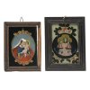 Zwei Hinterglasbilder. Bayern, 19. Jh. Anna Selbdritt. Tempera/Glas. 19 x 13 cm und Murnau/Seehausen, 19. Jh. Mutter Gottes mit Kind. Temperas/Glas. 18 x 12,5 cm. Farbabsplitterungen, Rahmen besch.