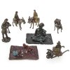 Ein Konvolut Wiener Bronzen. Sieben Darstellungen des Alltags. Patina, teilw. farbig bemalt.  L. 2,5-7,5 cm. Gebrauchsspuren.