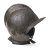 17./18. Jh. Helm, sogen. Sturmhaube. Eisen. Wangenklappe mit Scharnier und Lederriemen. H. 24 cm. Alterungs- und Gebrauchsspuren.