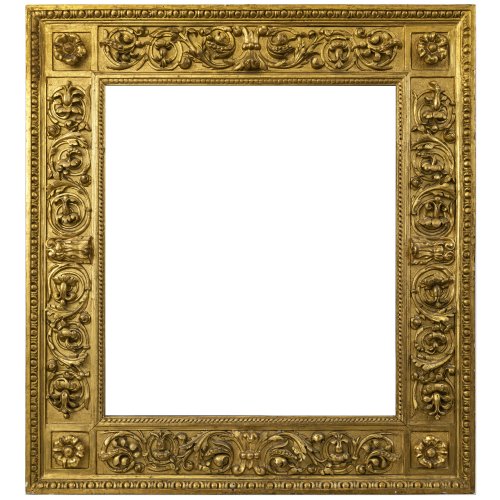 Rahmen. Deutsch, 19. Jh. Holz, vergoldet mit Stuck aufgelegt. 117 x 107 cm (außen) 83 x 73 cm (innen). Best.