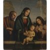 Italien, 19. Jh. Hl. Familie mit dem Johannesknaben. 82 x 72 cm. Öl/Holz. Riss, besch., rest. Unsign.