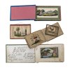 19./20. Jh. Vier Alben, u.a. Freundschaftsalben. Stoff/Papier/kolorierter Stich. Nicht kollationiert. Diverse Größen. Besch.