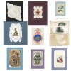 Konvolut von Neun Freundschafts- und Glückwunschkarten.
Deutsch, 19. Jh., Kolorierte Stiche, Prägedruck, versch. Materialien und Größen.