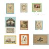 Konvolut von Neun Freundschafts- und Glückwunschkarten.
Deutsch, 19. Jh., Kolorierte Stiche, Prägedruck, versch. Materialien und Größen.