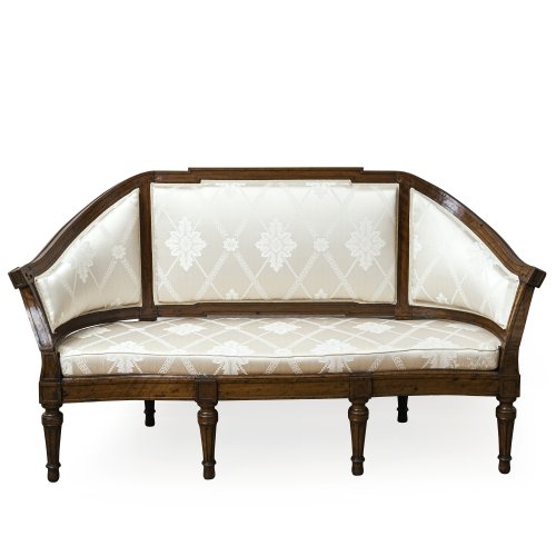 Pagenbank. Frankreich, Louis-seize, um 1780. Nussbaum massiv. 104 x 177 x 64 cm. Neuwertig bezogen.