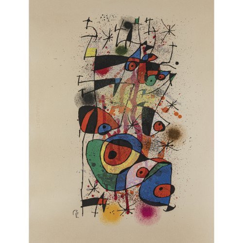 Miro, Joan. Abstrakte Komposition. Farblithographie. 44,5 x 76 cm.