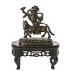Gottheit zu Pferd. Tibet/Nepal. Bronze, vergoldet. H. 9,5 cm. Dabei Holzsockel.