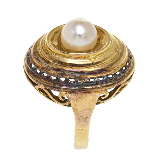 Ring mit Perlenbesatz. Gold.