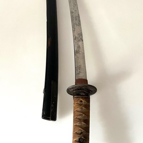 Wakizashi. Japan. Saya besch., Tsuba nicht zugehörig. Same besch.