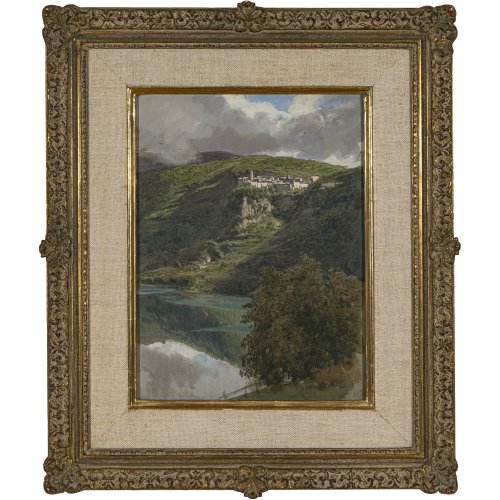 Hey, Paul. Ausblick auf Nemi. Mischtechnik/Karton. Ca. 34 x 25 cm. Sign. und dat. 