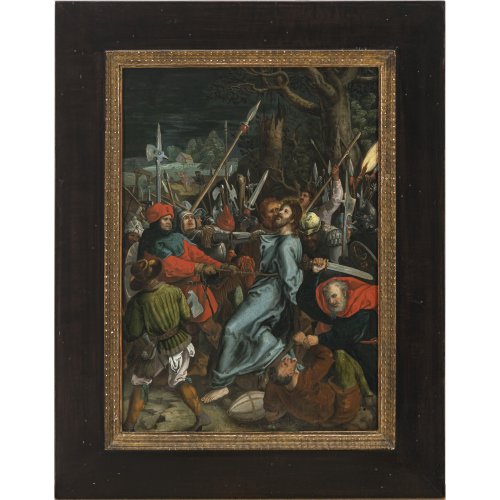 Österreich 18. Jh. Gefangennahme Christi. Öl/Kupfer. 39 x 29 cm. Rest., unsign.