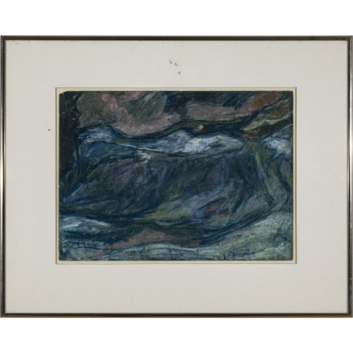 Deutsch, Anfang des 20. Jh. Klassisch moderne Darstellung einer fließenden Berglandschaft. Mischtechnik/Papier. Ca. 24,4 x 33,5 cm. Atelierspuren.