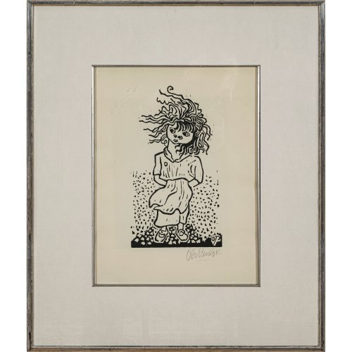 Pankok, Otto. Darstellung eines Zigeunermädchens. Holzschnitt. Blatt ca. 37 x 28 cm. Monogr. 