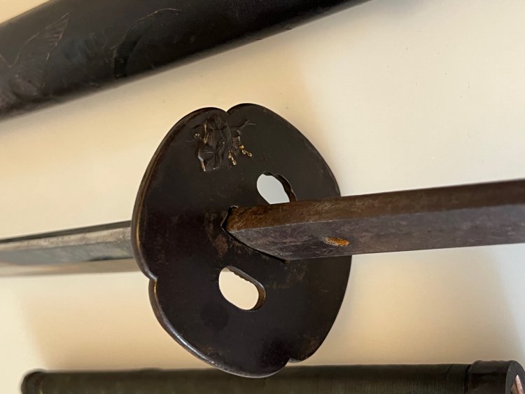 Katana. Japan, Saya Lack besch. L. 90 cm. Bild 1 zu Objekt, Katana. Japan, Saya Lack besch. L. 90 cm.,