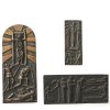 Reidel, Karl. Drei Bronzeplaketten. Religiöse Themen, z.B. Auferstehung Christi. Zweimal sign. 8,6 x 3,5 cm, 15 x 6,5 cm und 5,6 x 12,5 cm. Patina.