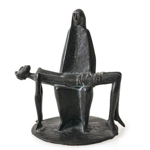 Reidel, Karl. Bronzeplastik. Pietà. Sign. 18 x 17,5 cm. Patina.