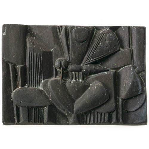 Reidel, Karl. Bronzerelief. Schmetterling auf Blüte. Nicht sign. 15 x 21,5 cm. Patina.