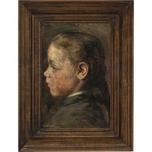 Miehe, Walther. Profilporträt eines Mädchens. Öl/Malkarton. 31 x 20,5 cm. Sign., dat. 1903. Minim. Alterungsspuren.