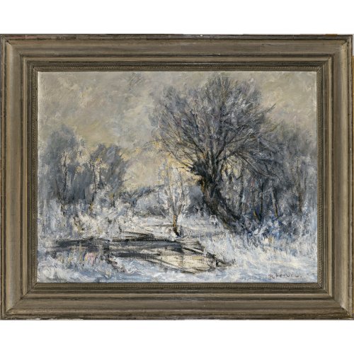 Petuel, Rudolf. Winterlandschaft. Öl/Lw. 77 x 100 cm. Sign.