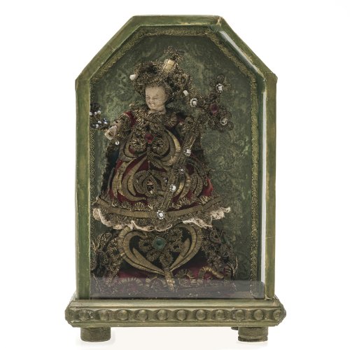 Österreich, 18. Jh. Salzburger Loreto-Kindl im Schrein. 22 x 14,5 x 7,2 cm.
