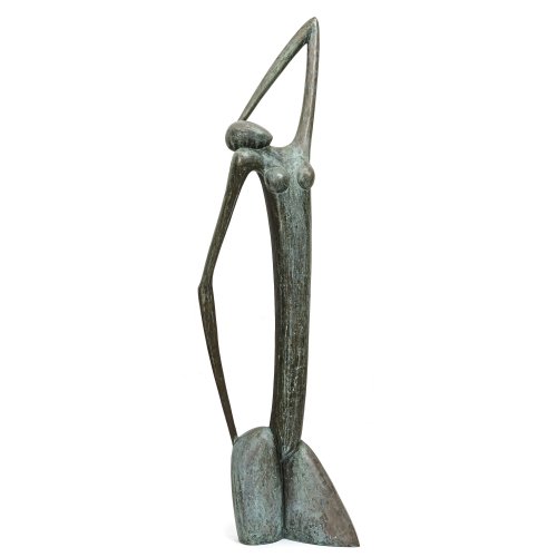 Wiedmann, Klaus. Sich räkelndes Mädchen. Bronze. H. 132 cm. Unsign.